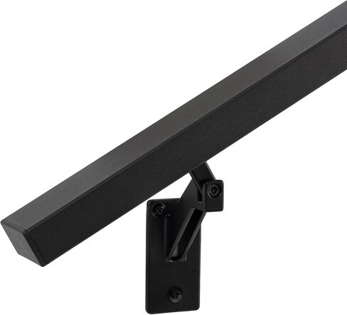 17 FT Matte Black Handrails Kit for Indoor Outdoor Stairs，Modern Aluminum Handrail Set,2" X1" Grab bar,Adjustable 304 Stainless Steel Brackets Included，Rust Free in Saudi Arabia