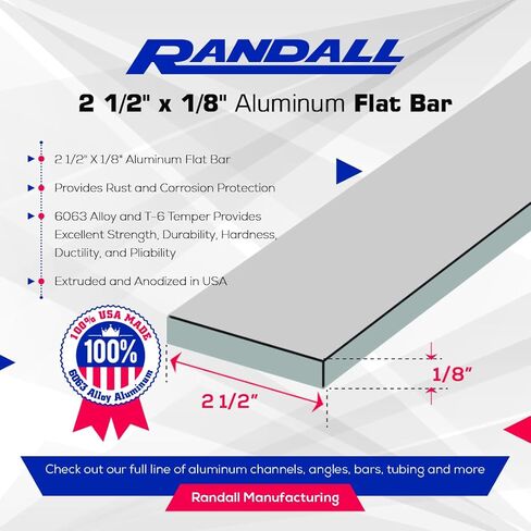 92" Long - 2 1/2" x 1/8" Anodized Aluminum Bar 6063 Alloy T-6 Temper in Saudi Arabia