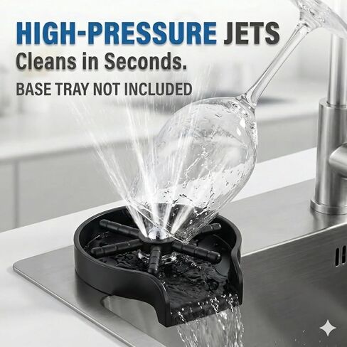 5 Hole High Pressure Glass Rinser for Kitchen Sink - Automatic Cup Washer Attachment - Brass & Stainless Steel Bar Glass Cleaner for Baby Bottles, Wine Glasses & Coffee Mugs(Base Housing Not Included) in Saudi Arabia