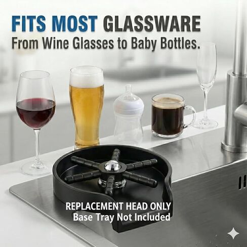 5 Hole High Pressure Glass Rinser for Kitchen Sink - Automatic Cup Washer Attachment - Brass & Stainless Steel Bar Glass Cleaner for Baby Bottles, Wine Glasses & Coffee Mugs(Base Housing Not Included) in Saudi Arabia