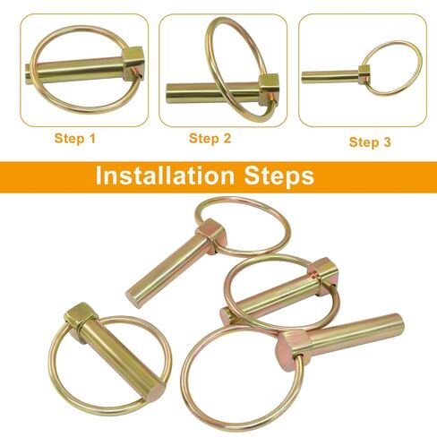 6 قطع 3/8 بوصة دبوس لينش، مستدير عالي التحمل للجرارات دبوس قفل دبوس لشاحنات المقطورات الزراعية وجزازات العشب in Kuwait