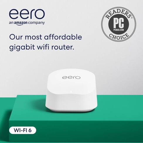 موجه شبكة Wi-Fi شبكي معتمد ومجدد من Amazon eero 6+ | سرعات جيجابت سريعة وموثوقة | توصيل أكثر من 75 جهاز | تغطية تصل إلى 1500 قدم مربع | إصدار 2022 in Kuwait