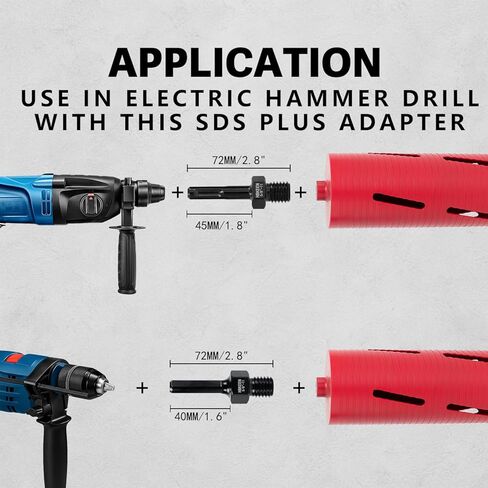 2PCS Core Drill Bit Adapter 5/8"-11 Male Thread to SDS Plus Shank and 3/8" Triangle Shank, Heavy-Duty Converter for Diamond Core Bits, Fits Rotary Hammer Drills, Concrete & Masonry Drilling in Kuwait