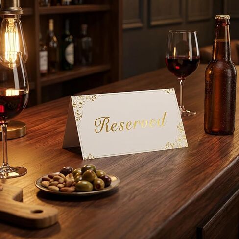 30-Pack Gold Reserved Table Signs for Wedding Party Event Restaurant - Double Sided Reserved Signs for Gold Foil Border - Reserved Tent Card Place Cards for Table Setting in Saudi Arabia