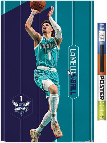 Trends International NBA Charlotte Hornets - LaMelo Ball 23 Wall Poster, 34L x 22.4W, Poster & Clip Bundle in Saudi Arabia