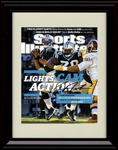 Cam Newton - Carolina Football Autograph Promo Print - SI Cover - Lights, Cam, Action - Framed 8x10 in Saudi Arabia
