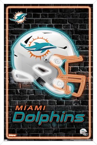 NFL Miami Dolphins - Neon Helmet 23 Wall Poster, 22.4L" x 14.7W", Premium Unframed Version in Saudi Arabia