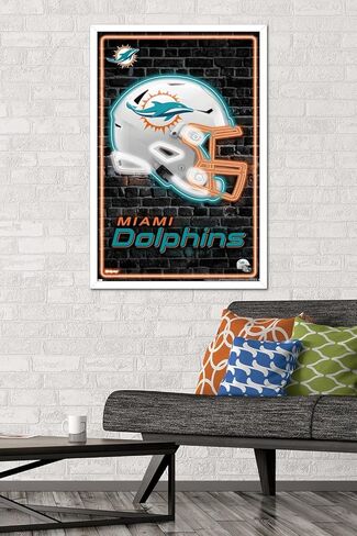 NFL Miami Dolphins - Neon Helmet 23 Wall Poster, 22.4L" x 14.7W", Premium Unframed Version in Saudi Arabia