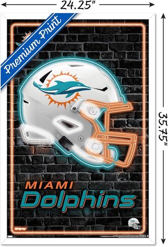 NFL Miami Dolphins - Neon Helmet 23 Wall Poster, 22.4L" x 14.7W", Premium Unframed Version in Saudi Arabia