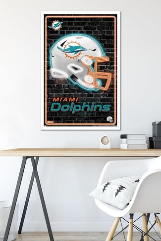 NFL Miami Dolphins - Neon Helmet 23 Wall Poster, 22.4L" x 14.7W", Premium Unframed Version in Saudi Arabia