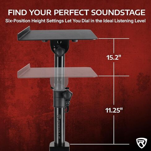 Rockville DMS75 Pair Studio Monitor Speaker Stands, Desk Clamp, 15 Degree Adjustable Tilt, 6 Height Positions, Silicone Anti-Slip Pad in Saudi Arabia