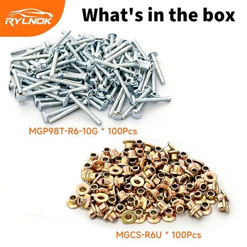 for Peterbilt 379 Huck and Collar-100Pcs 3/16" Medium Flange Collars and 100Pcs Magna-Grip Lock Bolt Replace MGP98T-R6-10G and MGCS-R6U in Kuwait