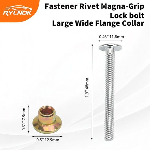 for Peterbilt 379 Huck and Collar-100Pcs 3/16" Medium Flange Collars and 100Pcs Magna-Grip Lock Bolt Replace MGP98T-R6-10G and MGCS-R6U in Kuwait