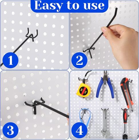 100 Pcs Black Pegboard Hooks, 8 Inch Stainless Steel Metal Pegboard Shelving Hooks Heavy Duty Bulk for 1/4 Garage Storage Organizer, Shelving Wall Display, Craft Room, Kitchen, Store Accessories in Saudi Arabia