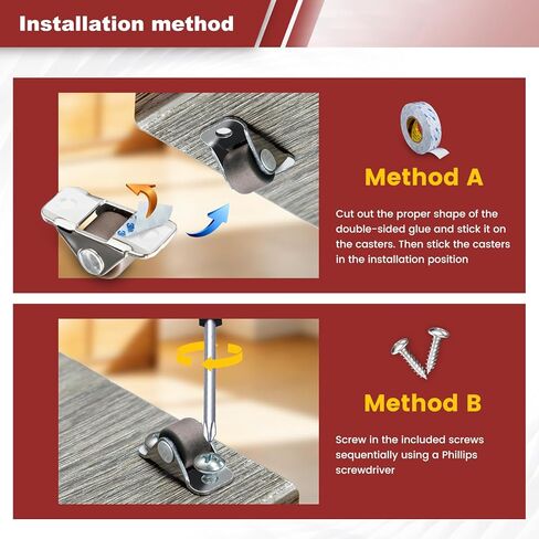 Mini Fixed Drawer Rubber Caster Wheels, 0.5 Inch, Non Swivel, Set of 8, 1/2 Inch Small Rigid Low Profile Adhesive Stick Castors, No Scratch, Quiet Rolling, for Home Furniture and Under-Bed Storage in Saudi Arabia