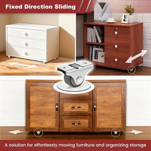 Mini Fixed Drawer Rubber Caster Wheels,1 Inch, Non Swivel, Set of 4, Small Rigid Furniture Low Profile Roller Castors, No Scratch, Quiet Rolling, 130 Lbs Load, for Home Furniture and Under-Bed Storage in Saudi Arabia