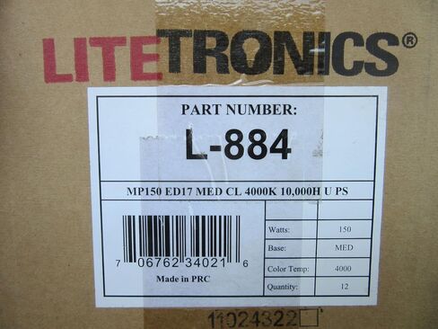 (12) LiteTronics L-884 Bulbs 150W Metal Halide Lamps ED17 Medium MP150 NEW!!!! ;#by:mkrk412 in Saudi Arabia