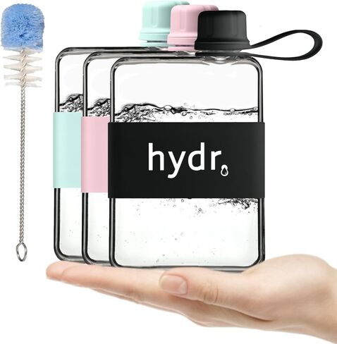 الهيدر | زجاجة مياه مسطحة 17oz للمحفظة وفرشاة التنظيف المرنة | Tritan BPA زجاجة مياه مربعة الحرة | تسرب/إسقاط زجاجات مياه رفيعة للسفر ، زجاجات مياه صغيرة ، زجاجات مياه صغيرة in Kuwait