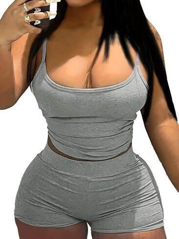 Nimsruc 2 Piece Outfits for Women Sexy Sleeveless Bodycon Summer Active Wear Tracksuits in Saudi Arabia