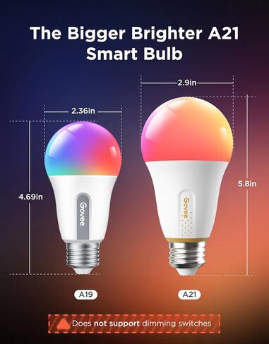 Govee 1600 Lumens Smart Light Bulbs, A21 LED Bulbs 100W Equivalent for Living Room, RGBWW Color Changing Light Bulbs Compatible with Matter, Alexa & SmartThings, CRI 90, E26 Base, 2.4GHz Only, 2-Pack in Saudi Arabia