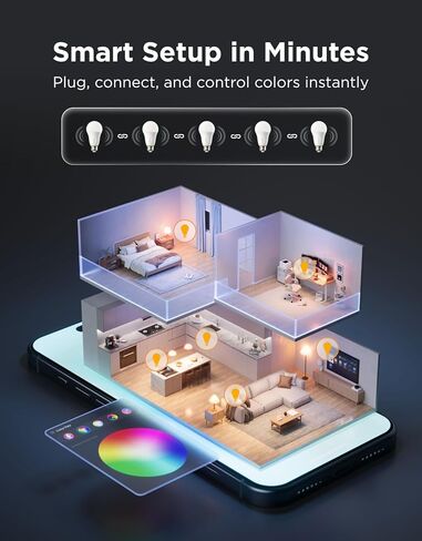 Govee 1600 Lumens Smart Light Bulbs, A21 LED Bulbs 100W Equivalent for Living Room, RGBWW Color Changing Light Bulbs Compatible with Matter, Alexa & SmartThings, CRI 90, E26 Base, 2.4GHz Only, 2-Pack in Saudi Arabia