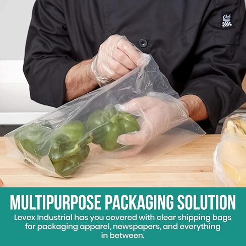 Levex - 12" x 30" (1000 Count) Open End Flat Top - 1.5-Mil Clear Poly Bags for Packaging, Shipping, Storage & Food (Bags Do Not Have a Seal or Prints) in Kuwait