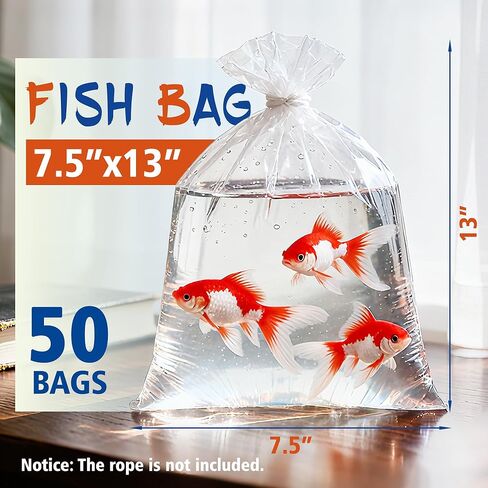 أكياس الأسماك الحية، ختم مزدوج، مانعة للتسرب، شديدة التحمل لشحن أسماك الزينة والنقل، 50 عبوة 7.5 بوصة × 13 بوصة in Kuwait