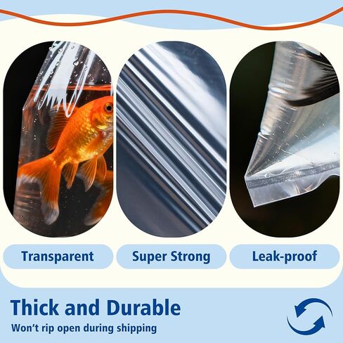 أكياس الأسماك الحية، ختم مزدوج، مانعة للتسرب، شديدة التحمل لشحن أسماك الزينة والنقل، 50 عبوة 7.5 بوصة × 13 بوصة in Kuwait