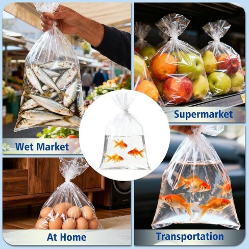 أكياس الأسماك الحية، ختم مزدوج، مانعة للتسرب، شديدة التحمل لشحن أسماك الزينة والنقل، 50 عبوة 7.5 بوصة × 13 بوصة in Kuwait