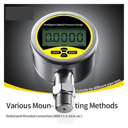 مقياس التدفق، مقياس الضغط الرقمي -0.1-60Mpa مقياس الضغط الرقمي 80 مم M20*1.5 0.2% SS304 IP65 مقياس الضغط، التدفق الفوري (0.1 80 مم M20-1.5،-0.1~0~100MPa) in Kuwait
