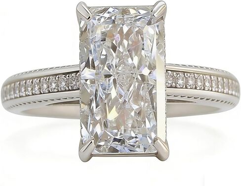 Gixaxak Fashion Zircon Ring Stunning Radiant Cut Engagement Ring for Women,Simulated Diamond Ring,18K White Gold Plated 925 Sterling Silver Promise Ring 7 in Saudi Arabia