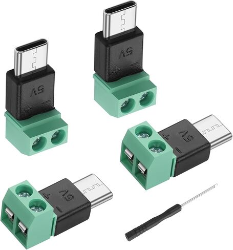 PNGKNYOCN USB C محول طرفي برغي، 5 فولت USB نوع C ذكر إلى 2 دبوس موصل طرفي بدون لحام DIY أو إصلاح موصل USB C (4 حزم) in Saudi Arabia