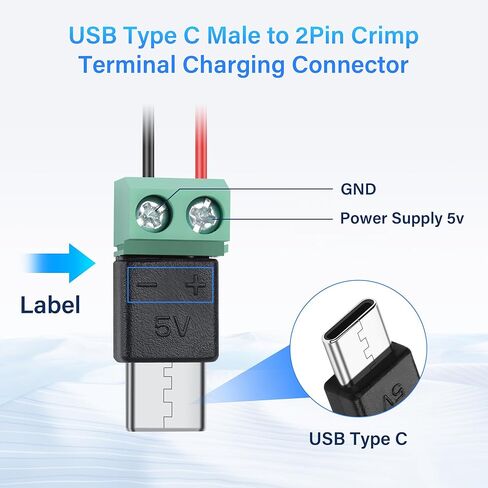 PNGKNYOCN USB C محول طرفي برغي، 5 فولت USB نوع C ذكر إلى 2 دبوس موصل طرفي بدون لحام DIY أو إصلاح موصل USB C (4 حزم) in Saudi Arabia
