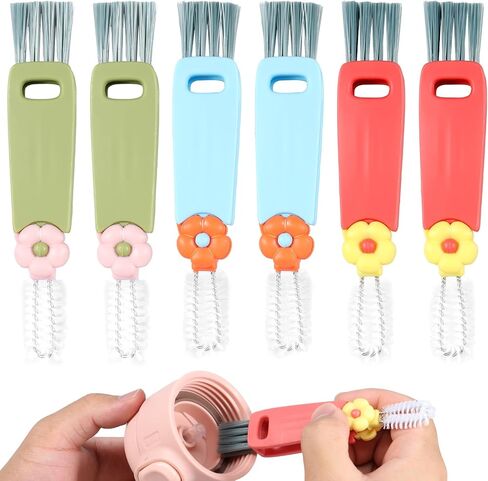 6pcs كوب فرشاة تنظيف فرشاة الزجاجة متعددة الوظائف ، فرشاة منظف ، 180 درجة قابلة للتدوير ، فرشاة تنظيف الفجوة ، مجموعة منظف CREVICE CLECTABLE 3 ألوان كوب منظف لتنظيف الزجاجة in Kuwait