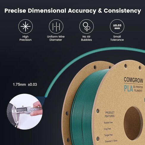 Comgrow PLA 3D Printer Filament, 3D Printer PLA Filament 1.75mm, Dimensional Accuracy +/- 0.02 mm, 1KG Spool PLA Forest Green in Saudi Arabia