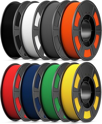 حزمة من 8 ألوان من خيوط الطابعة Hyper PLA+ ثلاثية الأبعاد، خيوط PLA+ متعددة الألوان 1.75 مم، معبأة بالفراغ بشكل فردي، 0.25 كجم لكل بكرة، 8 عبوات (أسود + أبيض اليشم + رمادي + برتقالي + أحمر + أزرق داكن + أخضر + أصفر) in Kuwait