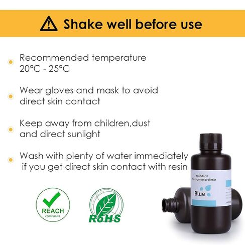 ELEGOO راتنج فوتوبوليمير قياسي مطور LCD راتنج معالج بالأشعة فوق البنفسجية 405 نانومتر راتنج طابعة ثلاثية الأبعاد لطباعة LCD/MSLA/DLP ثلاثية الأبعاد أزرق 1000 جم in Kuwait