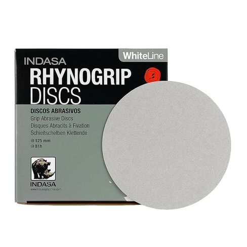 ​Indasa 5" Rhynogrip White Line Solid Sanding Discs (52 Series) – Premium Aluminum Oxide Hook & Loop Discs for Professional Sanding (Box of 50) (5in Solid (Hook & Loop), 120, Medium) in Kuwait