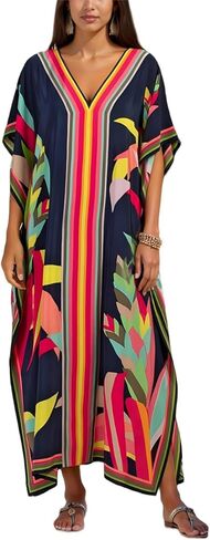 Kaftan for Women Plus Size Bathing Suit Cover up Vneck Batwing Dress Loose fit Moroccan Caftan mumu Dresses in Saudi Arabia