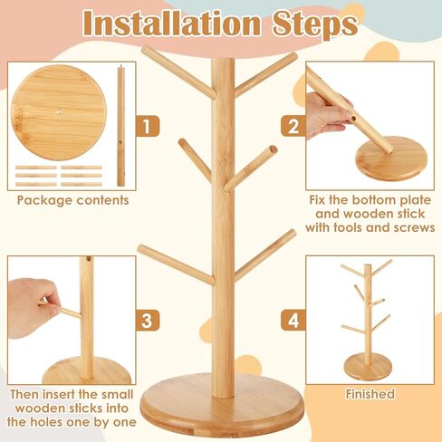 2 Pack Pretzel Stand, 13.4" Large Bamboo Pretzel Holder Stand, Tree-Shaped Display for Oktoberfest Party, Bagels, Sausages & Mugs in Kuwait