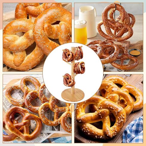 2 Pack Pretzel Stand, 13.4" Large Bamboo Pretzel Holder Stand, Tree-Shaped Display for Oktoberfest Party, Bagels, Sausages & Mugs in Kuwait
