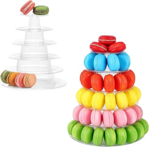 10 Tier Macaron Tower Transparent Plastic Round Tower Cake Dessert Donut Stand for Baby Shower Wedding Birthday Tea Party Decor in Saudi Arabia