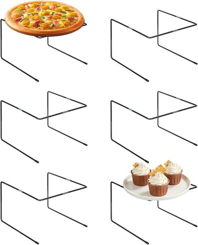 6 Pcs Pizza Stand, Black Metal Pizza Table Stands 9 x 8.1 x 6.3 Inch Food Serving Tray Display Rack with Non-Slip Pads for Parties, Weddings, Families, Restaurants in Saudi Arabia
