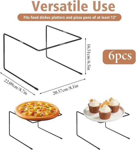 6 Pcs Pizza Stand, Black Metal Pizza Table Stands 9 x 8.1 x 6.3 Inch Food Serving Tray Display Rack with Non-Slip Pads for Parties, Weddings, Families, Restaurants in Saudi Arabia