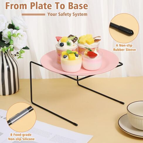 6 Pcs Pizza Stand, Black Metal Pizza Table Stands 9 x 8.1 x 6.3 Inch Food Serving Tray Display Rack with Non-Slip Pads for Parties, Weddings, Families, Restaurants in Saudi Arabia