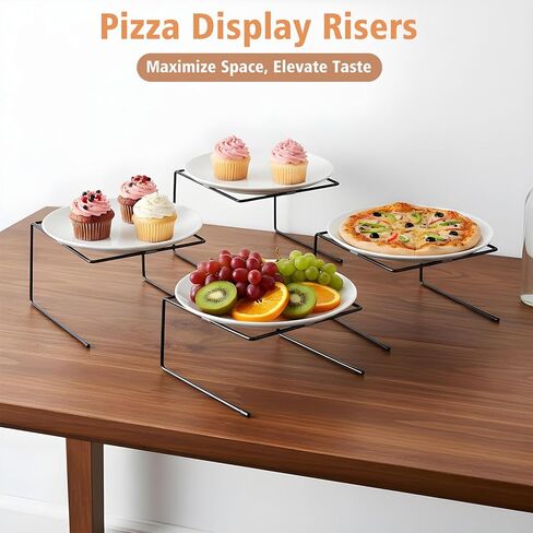 6 Pcs Pizza Stand, Black Metal Pizza Table Stands 9 x 8.1 x 6.3 Inch Food Serving Tray Display Rack with Non-Slip Pads for Parties, Weddings, Families, Restaurants in Saudi Arabia