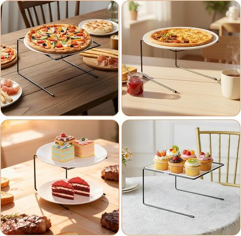 6 Pcs Pizza Stand, Black Metal Pizza Table Stands 9 x 8.1 x 6.3 Inch Food Serving Tray Display Rack with Non-Slip Pads for Parties, Weddings, Families, Restaurants in Saudi Arabia
