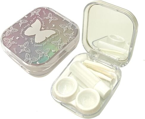 حافظة العدسات اللاصقة، مجموعة أدوات إزالة العدسات اللاصقة الملونة اللطيفة بحجم مناسب للسفر مع زجاجة محلول مرآة للاستخدام اليومي في الهواء الطلق in Kuwait