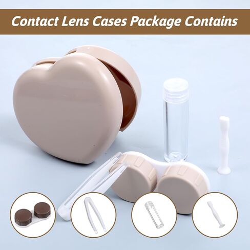 قطعتان من علبة العدسات اللاصقة بحجم مناسب للسفر، حامل عدسات لاصقة ملونة لطيفة، مجموعة أدوات إزالة المكياج، حاوية صندوق تخزين محمولة، مجموعة أدوات نقع للسفر اليومي في الهواء الطلق، زجاجة حل قلب العين in Kuwait