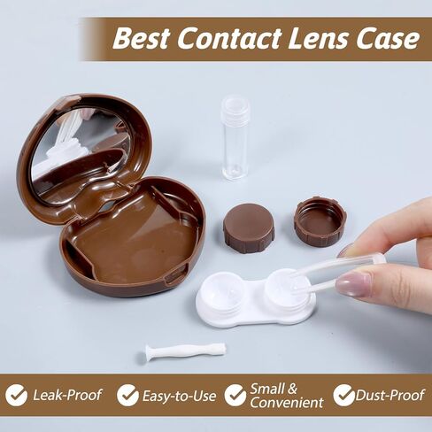 قطعتان من علبة العدسات اللاصقة بحجم مناسب للسفر، حامل عدسات لاصقة ملونة لطيفة، مجموعة أدوات إزالة المكياج، حاوية صندوق تخزين محمولة، مجموعة أدوات نقع للسفر اليومي في الهواء الطلق، زجاجة حل قلب العين in Kuwait